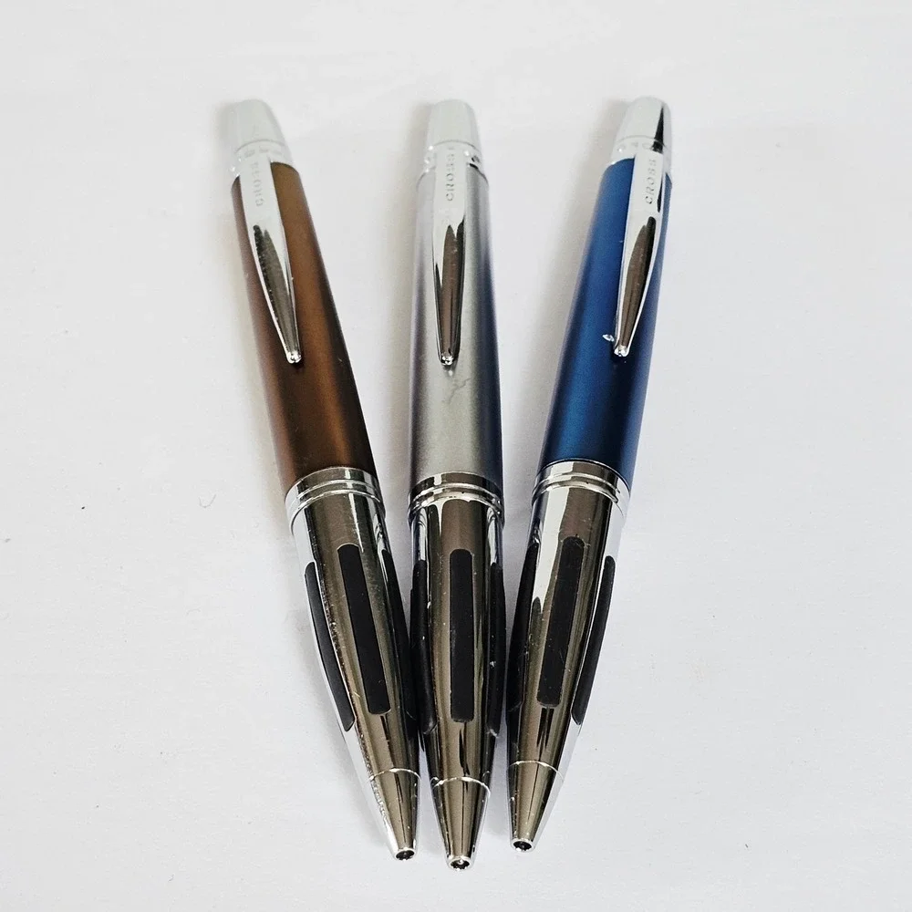 Vintage Cross ATX Ballpoint Pen Set 3 Metallic Blue Silver Bronze Ergonomic Grip